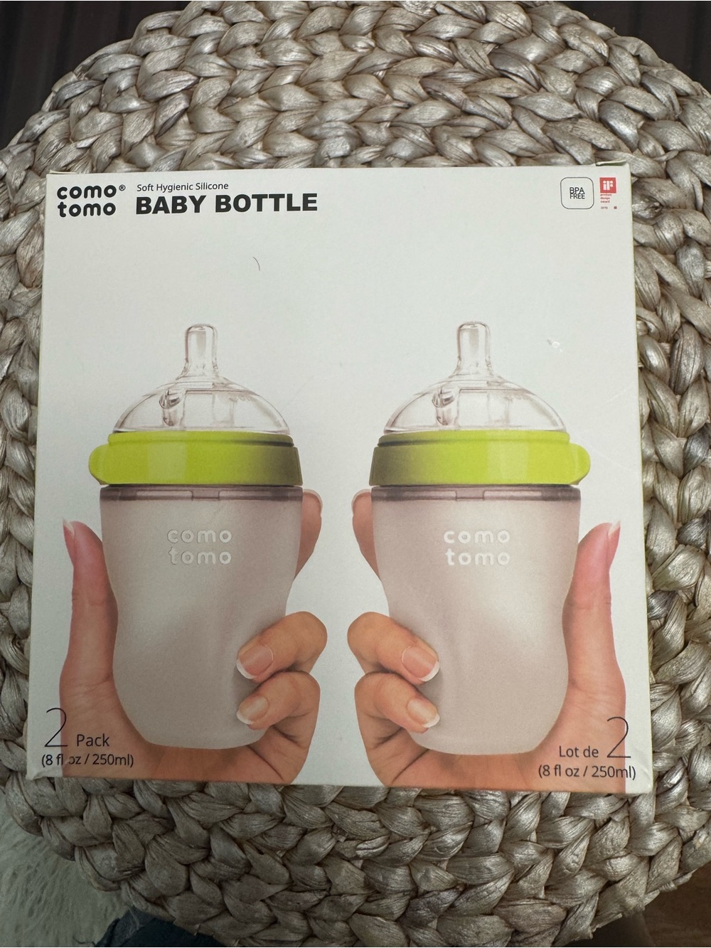 Comotomo Baby Bottle Double Pack, Green, 8oz